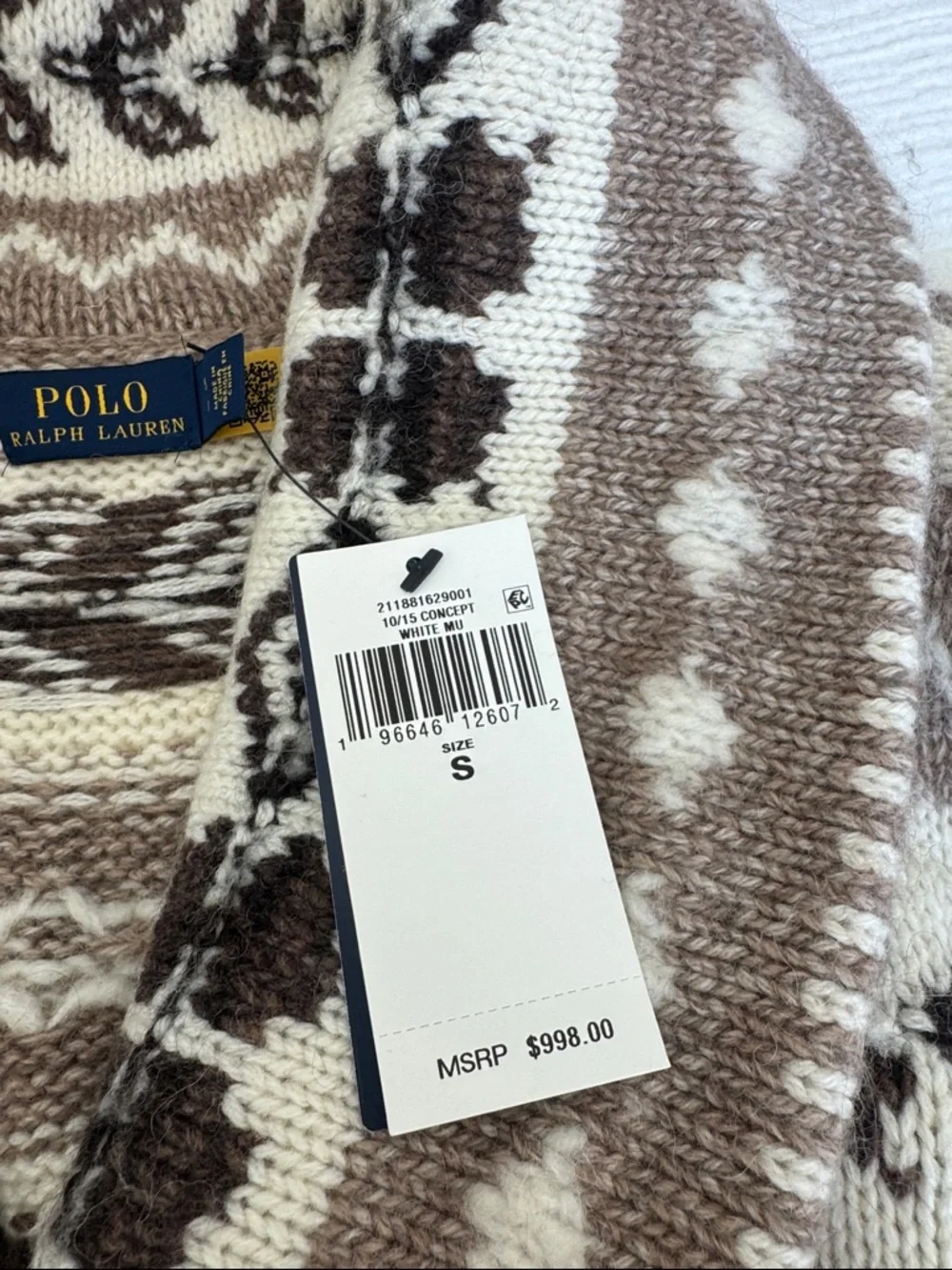 Polo Ralph Lauren Aztec Southwest Wool Cardigan Belted Fringe Sweater S NWT - Picture 5 of 7